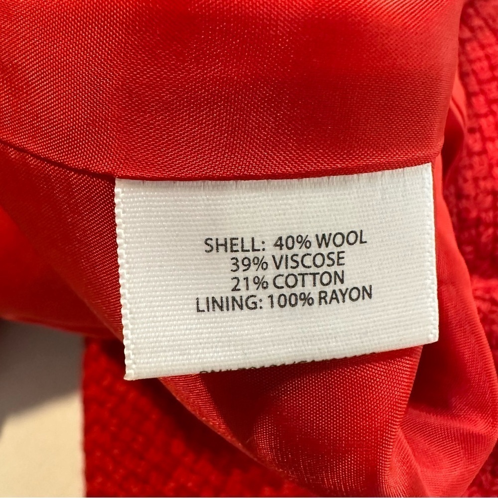 Eileen Fisher Red Jacket Basket Weave Quilted Button Front Size M B33#45 - Picture 8 of 11